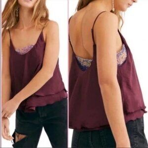BRAND NEW Free People Turn it On Cami Sequin Maroon Tank NWT
